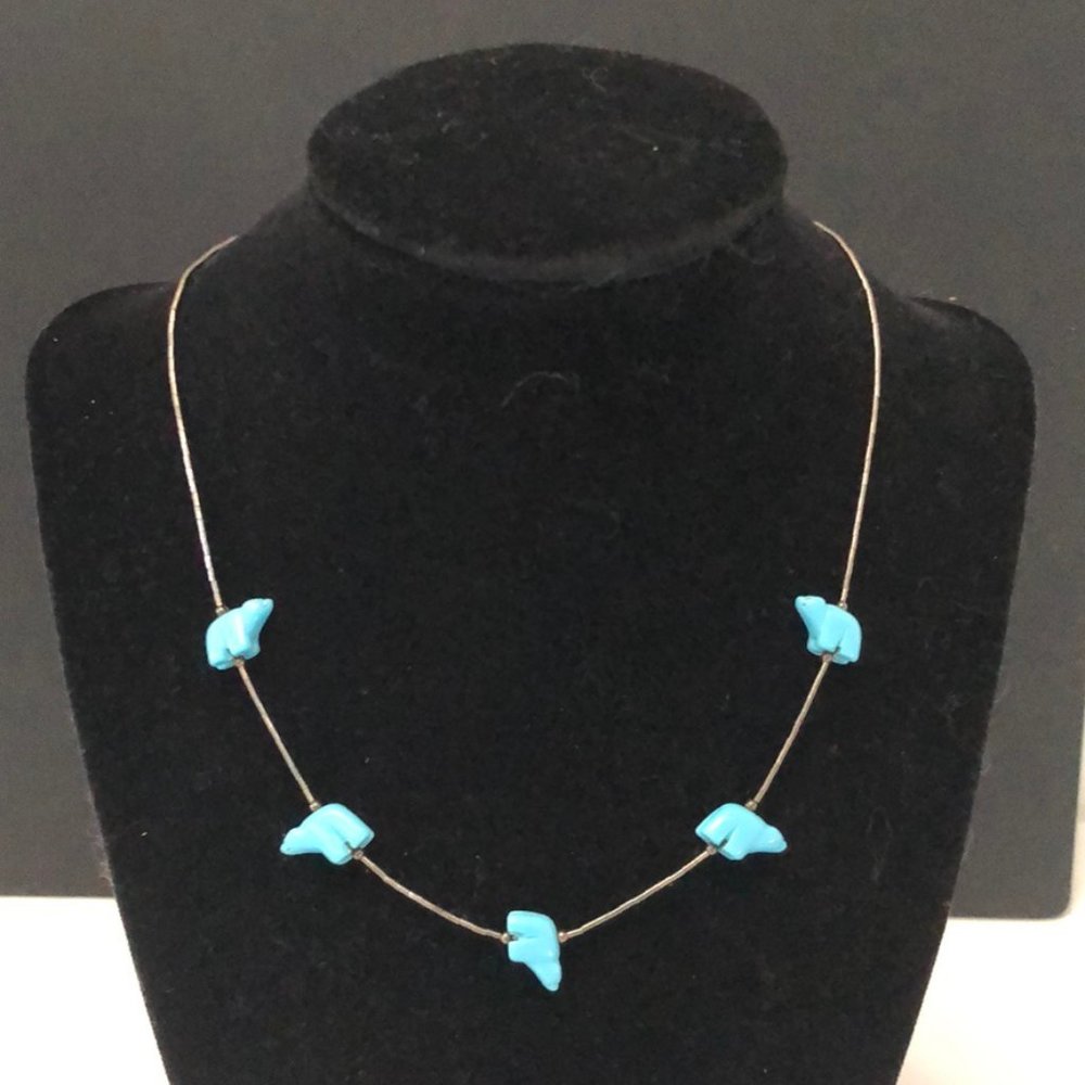 DONATED.925 silver & turquoise polar bear necklace - Picture 1 of 4